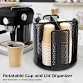 Miniatyrbillede 2 af 5: Drejelig Kop- og Låg-Organiserer med 4 Rum, Kaffe Kop Dispenser