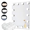 Miniatyrbilde 2 av 3: Sminkebordsspeil med belysning 2-14 dimmbare LED-lys, 3 fargemoduser (bare lys, ikke speil) 10 lights