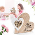Miniatyrbillede 5 af 5: Plakette | Dobbelt Hjerte Familie | 1 Stykke - 15x2x12 cm, Hvid, Beige