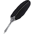 Miniatyrbillede 3 af 8: Harry Potter Gave Feather Pen Retro Pen Alloy Feather Writing med Nibs Sæt Fountain Pen med Blækflaske Sort (Sort)