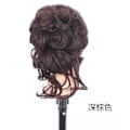 Miniatyrbilde 4 av 4: Hårstykke med klips, bolle hårstykke, krøllet hår scrunchie med hår, chignon voluminøst hårstykke, rotete bolleforlengelse Dark brown