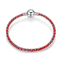 Miniatyrbild 1 av 4: Silver Läderrep Armband Europeiskt Charmarmband För Pandora Armband Red
