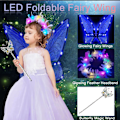 Miniatyrbilde 4 av 7: Glitterfevinger for voksne, LED-hårbøyler og tryllestaver for eventyrfest Dragonfly blue Dragonfly blue