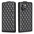 Miniatyrbild 1 av 5: Vertikalt Vändbart Stötsäkert Skal för Iphone 15 PU Läder Präglat Telefonfodral Black