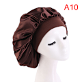 Miniatyrbillede 1 af 5: Mode Big Size Satin Silke Bonnet Sovehue Nathue Coffee