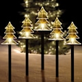 Miniatyrbilde 1 av 6: Julelys med solcelle, sett med 5 vanntette landskapsjulelys, LED-lys for hageplen terrasse gangvei dekor (5 stk - varm hvit - tre)