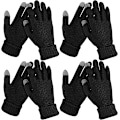 Miniatyrbillede 1 af 4: 4 par dame vinter touch screen handsker varme fleeceforede strikkede handsker