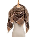 Miniatyrbild 3 av 4: Damscarf Höst Vinter Klassisk Fransad Rutig Scarf Varm Mjuk Tjock Stor Rutig Sjal Halsdukar Cirkelscarf (Kaffe)