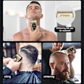 Miniatyrbilde 3 av 5: Barbermaskin for menn, for skallet hode, digitalt display, elektrisk frem- og tilbakegående barbermaskin, tre hastigheter, full metallkropp, LCD-strømdisplay, dobbel netting frem- og tilbakegående