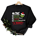 Miniatyrbilde 1 av 2: Juletrøye for kvinner med rund hals, trykt Grinch-trøye, langarmet grønn monstergenser, topp, svart Black 3XL
