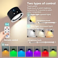 Miniatyrbillede 2 af 5: Batteridrevne Væglamper, LED Op Ned Væglampe med Touch & Fjernbetjening, 15 Rgb Atmosfære Varme Hvide Pærer, 4 Dæmpningsniveauer, 360 Graders Rotation, Opladning