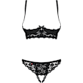 Miniatyrbillede 5 af 5: Obsessive Letica, Cupless BH & G-streng uden skridt, sort Sort L/XL Black