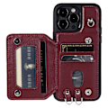 Pikkukuva 2 / 5: Puhelinkotelo iPhone 15 Pro Maxille, RFID-suojattu PU-nahkapäällysteinen TPU-kuori rannekkeella Wine Red
