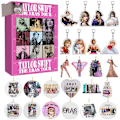 Miniatyrbillede 1 af 8: Taylor Swift Blind Box Julekalender med 24 Gave, Dekorationer og Nøgleringe GJ185-004