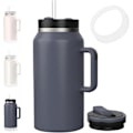 Miniatyrbilde 1 av 5: Vannflaske 64oz Tumbler med Håndtak og Sugerør Halv Gallon Isolerende Rustfritt 2