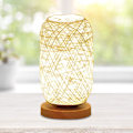 Miniatyrbillede 2 af 5: Moderne sengebordslampe i bambus og rattan bordlampe træbase cre