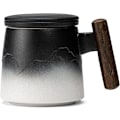 Miniatyrbillede 1 af 5: Keramisk Tekop med Infuser og Låg Te Kande Træhåndtag til Brygning af Løse Blade