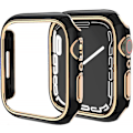 Miniatyrbillede 1 af 5: Til Apple Watch Series 7 41mm, Belagt Stiv PC Ramme Etui Slankt All-Around Bumper Etui til Apple Watch Series 7 (Rose Gold Sort)