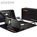 Miniatyrbillede 1 af 5: AOWEAR Brand Designer Polariserede Solbriller Mænd Aviation Coating Spejl Solbriller til Mand Kvinder oculos gafas lentes de sol Guld Sort Guld Sort Gold Black AOWEAR