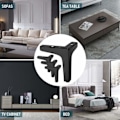 Miniatyrbild 5 av 5: Set med 4 möbelben, moderna metalliska triangulära bordsben, hårnålsben för skåp, soffa, svart 13 cm