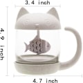 Miniatyrbilde 2 av 5: Søt Katt Glasskopp Te-Krus Med Fisk Te-Infuser Sil Filter