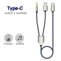 Miniatyrbillede 4 af 5: 2-i-1 Type-C Bil Stereo Kabel 1 Split 2 Type C til USB A 3.5mm Aux Kabel Blå