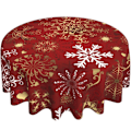Miniatyrbillede 4 af 5: Juleborddug Rundt Santa Claus Snemand Snefnug Dekorativ Rød Rund Borddug til Hjem Køkken Spisestue Picnic Party Style 6 Style 6 125cm diameter