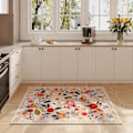 Miniatyrbild 5 av 9: Dörrmatta Inomhus Ingång 2x3 Matta Maskintvättbar Boho Blommig Liten Area Matta Halksäker Låg Högen Kast Matta för Entré, Kök, (Beige)