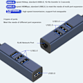 Pikkukuva 5 / 7: 4 in 1 USB C -keskitin RJ45 Gigabit Ethernet -portti 3 USB -porttia USB C - Ethernet -sovitin tallennusreiällä kannettaville tietokoneille ja tableteille