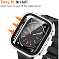 Miniatyrbilde 4 av 6: Vanntett etui for Apple Watch 7 8 9 45mm 41mm Skjermbeskytter Glass+ Deksel Støtfanger Herdet Glass iWatch 5 SE 6 44mm 40mm Tilbehør Sølv Sølv Silver Series 7 8 9 45mm