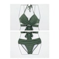 Miniatyrbillede 4 af 5: Bikini med krydsende stropper (grøn S, 70-75), samlende, sexet