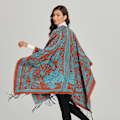 Miniatyrbild 5 av 5: Fransad Fåll Pashmina Sjal Wrap Vinter Varm Etnisk Stil Poncho Öppen Front Cape för Dam