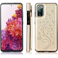 Miniatyrbillede 1 af 5: Telefoncover til Samsung Galaxy S20 FE 5G/S20 Fan med hærdet glas skærmbeskytter kortholder pung etui stativ flip læder tilbehør guld