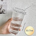 Miniatyrbilde 2 av 5: Glass Tumbler Stripete Glasskopp Kaffekopp Med Lokk Og Sugerør LOKK