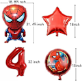 Miniatyrbillede 2 af 3: 6 stk. Superhelte Spiderman 4 års fødselsdagsdekorationer Rødt Nummer 4 Ballon 81 cm | Spiderman Fødselsdagsballoner (Spiderman 4 års fødselsdag)
