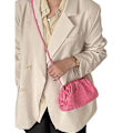 Miniatyrbillede 2 af 2: PU Vævet Taske Satchel Cloud Mini Læder Clutch Taske Pink