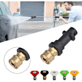 Miniatyrbilde 4 av 5: Trykkvaskersadapter for Karcher K2 K3 K4 K5 K6 K7, Karcher hurtigkoblingsadapter med 5 dyser i ulike grader, 1/4'' 2,5 GPM 3000 PSI