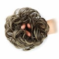 Miniatyrbilde 4 av 5: 1 stk. rufsete hårknute hårstykke extension krøllete bølgete rufsete syntetisk chignon for kvinner oppsatt hårstykke Dark Brown & Ash Blonde