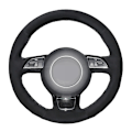 Miniatyrbild 4 av 5: (stil 2) Händerstygn Mjuk Svart Äkta Läder Mocka Bilrattöverdrag För Audi A1 A3 A5 style 4