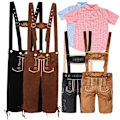Pikkukuva 2 / 5: 2023 Miesten Oktoberfestin henkselit Lederhosen-housut Paidan haalariasu Saksa Perinne Bee Partyasu Halloween Olutasu Punainen Paidan Red Shirt XL