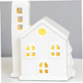 Miniatyrbillede 4 af 5: Hvidt Julelandsbyhus | 3-delt Julelandsbysæt, Hvidt Keramisk Julelandsbyhus Porcelæn Led Lys Julehus【GKS】