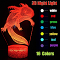 Miniatyrbillede 4 af 6: Axolotl 3D Illusion Natlampe, Værelsesindretning Natlampe Legetøj