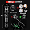 Miniatyrbilde 4 av 5: Ultrasterk LED-lommelykt, 10000 Lumen Oppladbart Lommelykt, Xhp70.2 Taktisk Lampe, Ip67 Vanntett 150