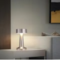 Pikkukuva 4 / 4: Minimalistinen LED-pöytävalaisin johdottomalla johdolla, ladattava pöytävalaisin, 3 kirkkaustasoa, metallikotelo (hopeanvärinen)