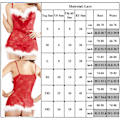 Miniatyrbillede 6 af 6: Kvindesexy Blonderi Natskjorte Pyjamas Rød til Jul Red XL