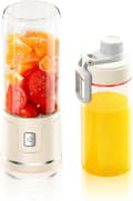 Bärbar Blender USB-C Uppladdningsbar 450ml Smoothie Maker Med 38 Blad Dubbla Koppar Läcksäker Kompakt För Smoothies Is Barnmat Vit