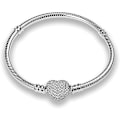 Miniatyrbilde 1 av 2: Pandora Charms Armbånd for Kvinner med 925 Sølv Hjerte Spenne, Smykker for Kvinner, Julegave, Bursdagsgave, Morsdag silver