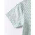 Pikkukuva 4 / 5: (L) Matcha-väriset rayonista valmistetut bambukuidusta valmistetut vauvan pyjama, kesäiset lyhythihaiset jalkattomat potkupuvut, kaksisuuntainen vetoketjupuku