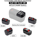 Miniatyrbilde 4 av 5: Erstatningslader Kompatibel med Black & Decker 9.6v 12v 14.4v 18v Nicad Nimh Batteri Hpb18-ope Hpb18 Hpb14 Hpb12 Hpb96 244760-00 A1718 Fsb18