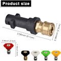Miniatyrbilde 2 av 5: Trykkvaskersadapter for Karcher K2 K3 K4 K5 K6 K7, Karcher hurtigkoblingsadapter med 5 dyser i ulike grader, 1/4'' 2,5 GPM 3000 PSI